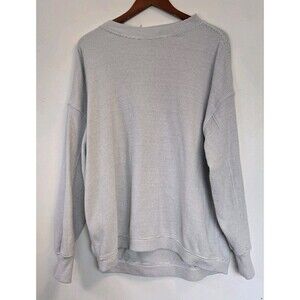 AERIE Top Womens S Grey Thermal Waffle Knit Cozy Casual Oversized Pullover Warm